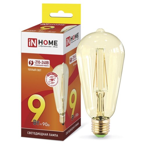   LED-ST64-deco gold 9 230 27 3000 810  IN HOME (. 4690612035659),  940