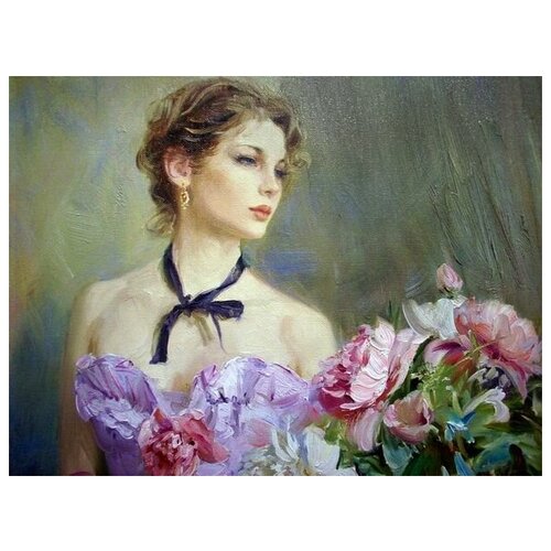       (Girl with flowers) 1   53. x 40.,  1800