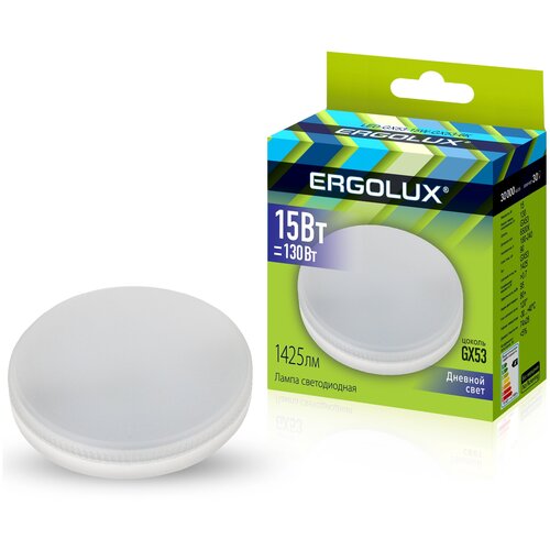  Ergolux GX53 15W 220V 6500K 1425Lm LED-GX53-15W-GX53-6K 14240,  128