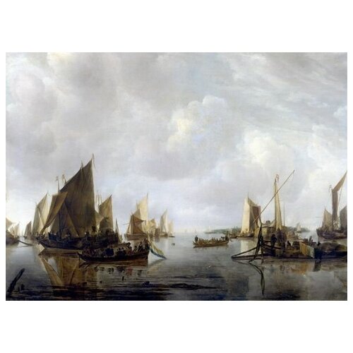        (A River Scene with Dutch Vessels Becalmed)   69. x 50.,  2530