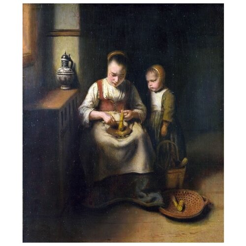       (A Woman scraping Parsnips, with a Child standing by her)   40. x 48.,  1680