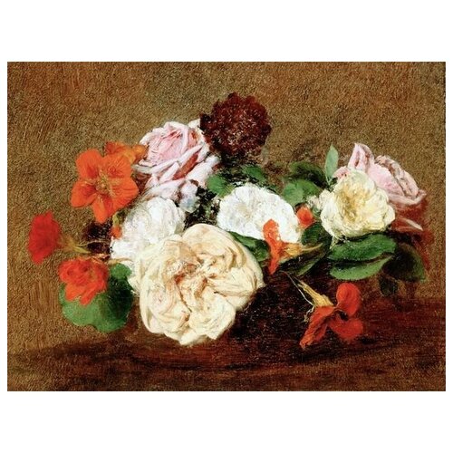         (Roses and Nasturtiums in a Vase) 53. x 40.,  1800