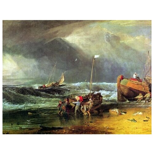         ( Coast Scene with Fishermen hauling a Boat ashore) Ҹ  52. x 40.,  1760