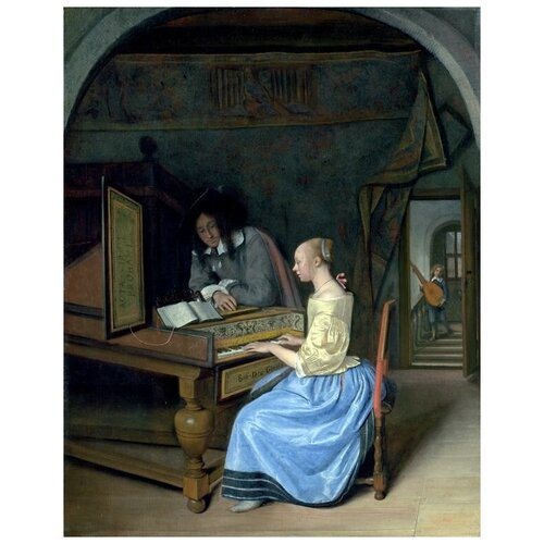        ( A Young Woman playing a Harpsichord to a Young Man)   30. x 38.,  1200