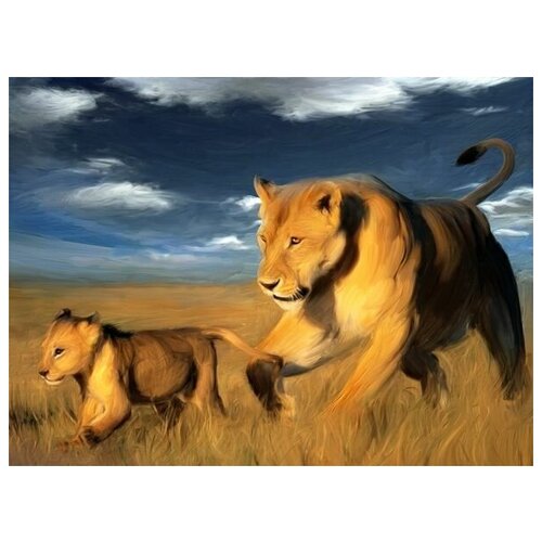       (Lioness with lion cub) 40. x 30.,  1220