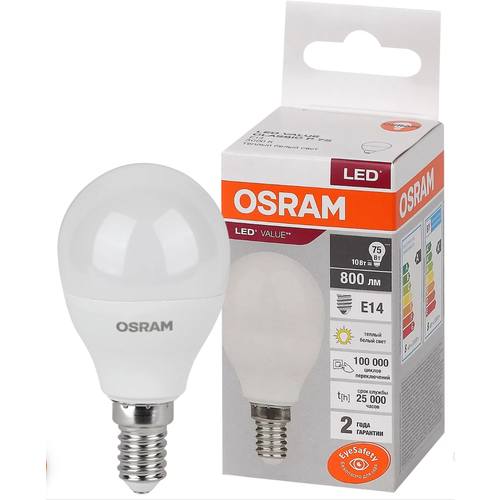   OSRAM LED VALUE CLASSIC P 75 10 W/3000 K E14 4058075579712,  136