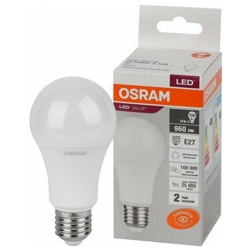  LED LV CLA 60 12W E27 4000K 960lm  118x60 (10/.) Osram,  1133