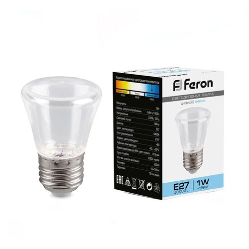 // Feron   Feron E27 1W 6400K  LB-372 25908,  55