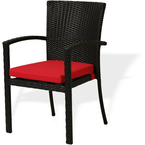 Садовый стул Лерос Malacca, Искусственный ротанг, кресло для улицы, цвет венге, (Ш530хГ620хВ900 мм) (с подушкой), цена 17800р
