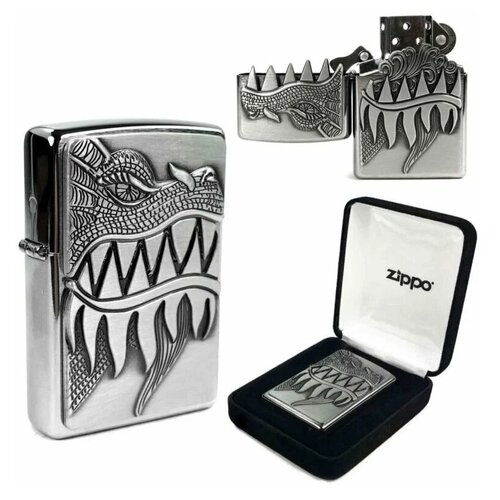   Zippo 28969 Fire Dragon Brushed Chrome,  9350