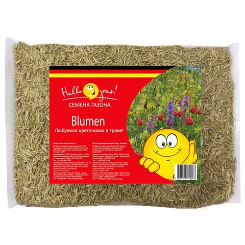 Семена газонной травы Цветочный Blumen 300г для дачи, сада, огорода, теплицы / рассады в домашних условиях, цена 493р