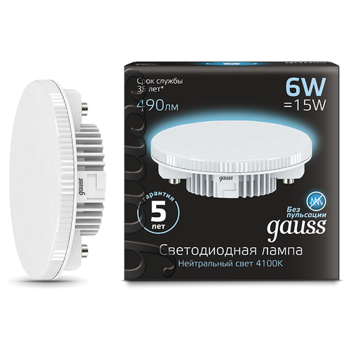   GAUSS LED GX53 6W 4100K 1/10/50,  280