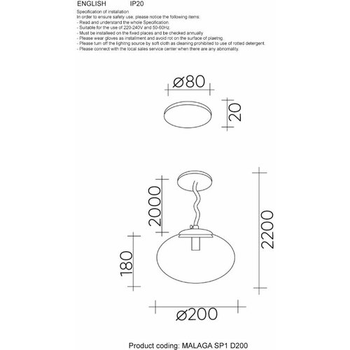   Crystal Lux MALAGA SP1 D200 COOPER,  4400