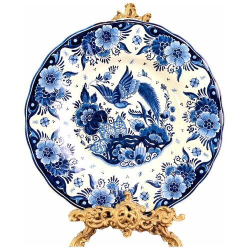 Декоративная тарелка Delft, Делфт, Цветы и птицы, цена 8600р