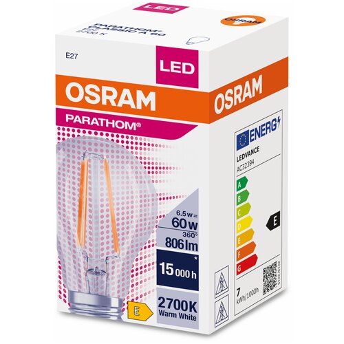  PARATHOM CL A FIL 60 non-dim 6,5W/827 E27,  3212 Osram