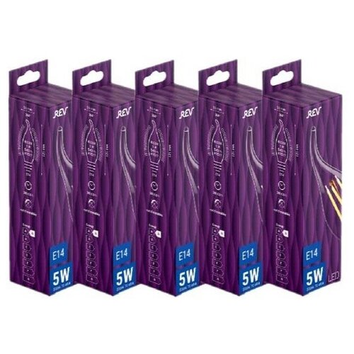   ( 5 .) REV FILAMENT FC37, E14, 5W, 4000K, DECO Premium, 32495 9,  650