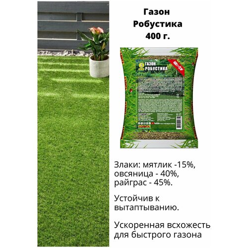 Семена газона Робустика 400г (райграс, овсяница, мятлик) быстрый газон, цена 990р
