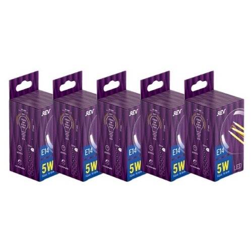   ( 5 .) REV FILAMENT G45, E14, 5W, 2700K, DECO Premium, 32357 0,  590