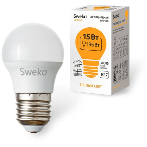   5 . Sweko    42   G45 E27 15W(1370lm) 3000K 8445,  1250