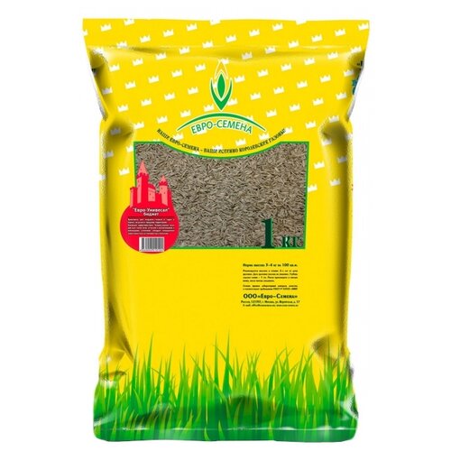 Газонная травосмесь (семена) Евро-Универсал Бюджет 1 кг для создания газонов в садах и парках, на дачных и городских территориях, цена 480р