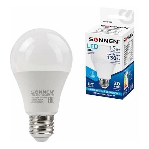   SONNEN, 15 (130) ,  27, ,  , 30000 , LED A65-15W-4000-E27, 454920,  119