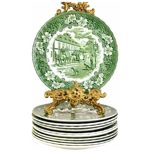 Тарелки для второго Royal Tudor Vare, посуда, зеленая, английская, фарфор, фаянс, винтаж, подарок,Англия, цена 3400р