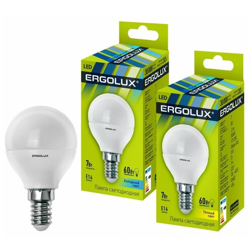 Ergolux  G45 E14 7W(570lm 220) 4500K 4K  82x45 /. LED-G45-7W-E14-4K (. 659297),  137