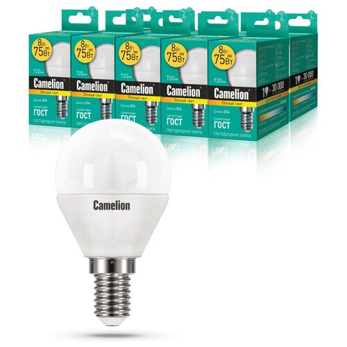   10   Camelion LED8-G45/830/E14,  1230