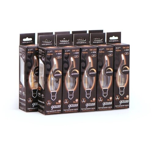 �������� ���� 10 ���� Gauss LED Filament ����� �� ����� dimmable E14 5W 420lm 2700K 1/10/50, ���� 2427�