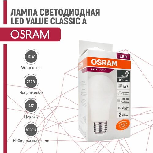   OSRAM LED VALUE CLASSIC 12W/840 220V E27 (  4000),  249