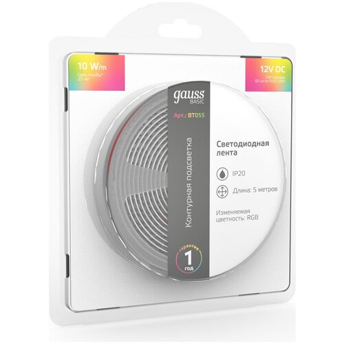 ������������ ����� GAUSS Basic LED 5050/60 12V 10W/m 700lm/m RGB 10mm IP20 5m 1/100, ���� 1060�