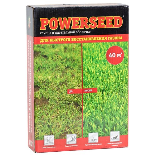 Семена газона в питательной оболочке Powerseed, для быстрого восстановления газона, 1 кг, цена 651р