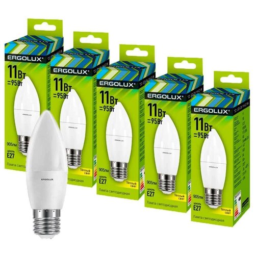 Ergolux  C35 E27 11W(905lm 220) 3000K 2K  111x37 LED-C35-11W-E27-3K (. 690347),  160