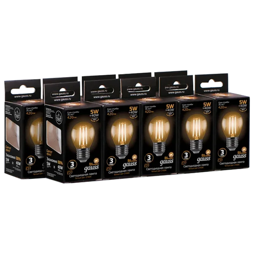   GAUSS LED Filament Globe E27 5W 2700K ( 10 ),  1500