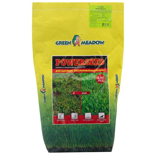 Семена газона в питательной оболочке Powerseed, для быстрого восстановления газона, 5 кг, цена 2924р