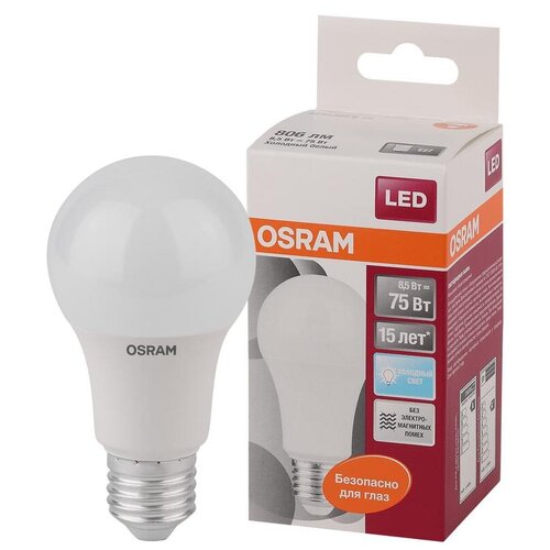 ����� ������������ LED Star Classic A 75 8.5W/840 8.5�� ����������� ������� 4000� �����. ���. E27 806�� 220-240� �������. OSRAM 4058075086647, ���� 194�
