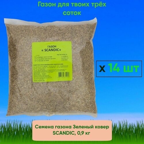 Семена газона Зеленый ковер SCANDIC, 0,9 кг x 14 шт (3 сотки), цена 5880р