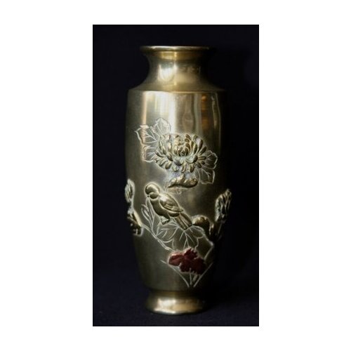 Старинная японская инкрустированная бронзовая вазочка, цена 20000р