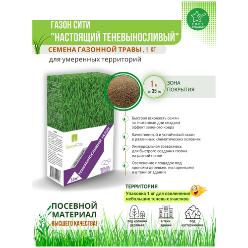 Семена газона ГазонCity Настоящий Теневыносливый 1 кг, цена 661р