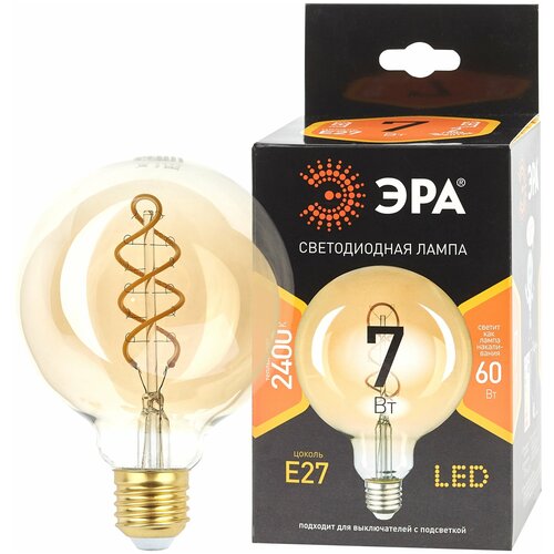   7   G95 27 2400 580    F-LED G95-7W-824-E27 spiral gold ,  569