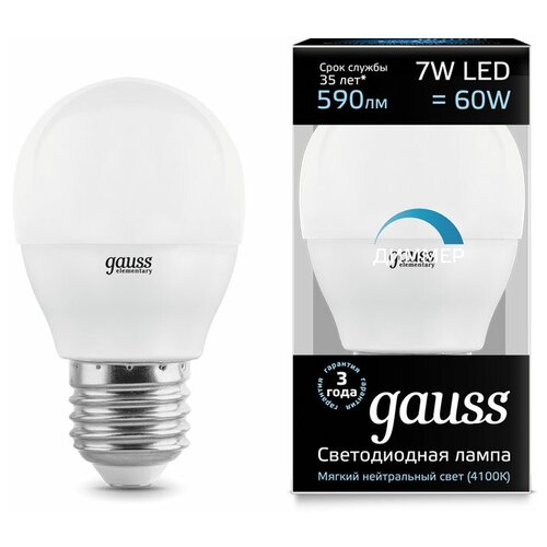    Gauss Black LED Globe E27 7W 4100K  105102207-D x10,  3050