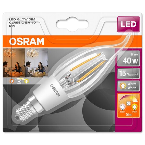 Osram / Ledvance LED GLOWdim CLAS BA 40 4.5 W/2200-2700 K E14,  580