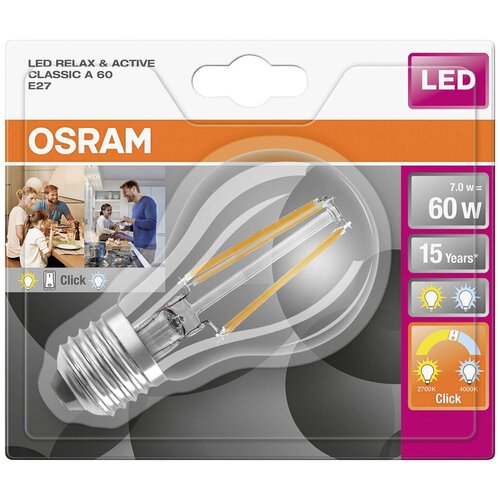 Osram / Ledvance LED ACTIVE & RELAX SST CLAS A 60 CL 7 W/2700/4000 K E27,  495