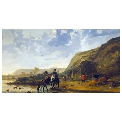        (River landscape with horsemen)   56. x 30.,  1560