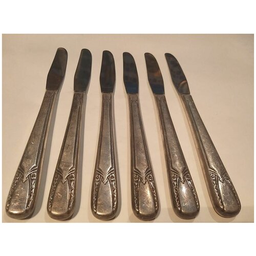 Лот из шести антикварных десертных посеребренных ножей с гравировкой, Wm Rogers&Son. США, 19 век., цена 4686р