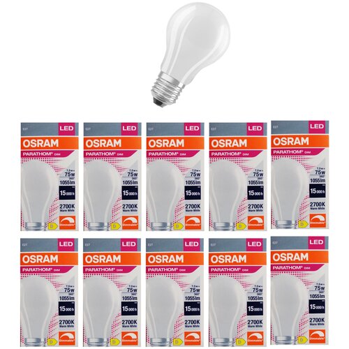 �������� ������������ OSRAM ����� A E27 7,5�� 220� 1055�� 2700� ������ ����� ����������� �����������, �������� 10��, ���� 7038�