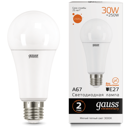   Gauss LED Elementary A67 30W E27 2320lm 3000K,  590