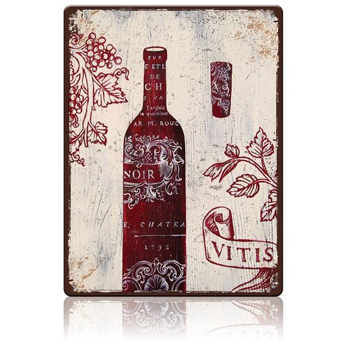 Жестяная табличка Винтажное вино, металл, 30Х40 см, цена 1275р