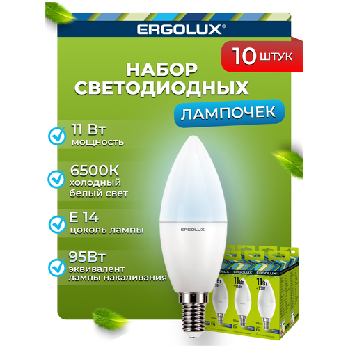   10   Ergolux LED-C35-11W-E14-6K,  920