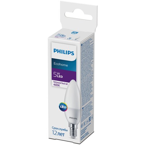   PHILIPS EcohomeLEDCandle 5W 500lm E14 840 B35,  278